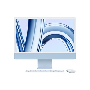iMac blau mit Retina 4.5k Display Apple M3 8C 61cm (24") 16 GB RAM 256 GB SSD 8-Core GPU Gigabit Ethernet Magic Mouse, Magic Keyboard mit Touch-ID und Ziffernblock