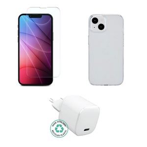 Kit for iPhone 15. Charger, Cover, Glass